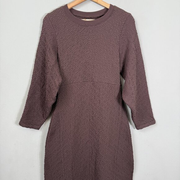 Free People Gabby Seamless Midi Dress Women's M/L Chocolate Brown Textured NWT - Picture 7 of 16
